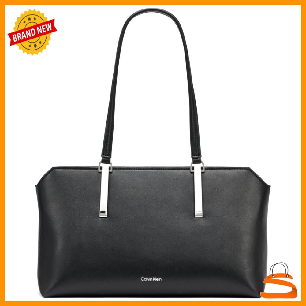 Vegan Leather Tote With Top Zip And Interior Pockets For Organization
